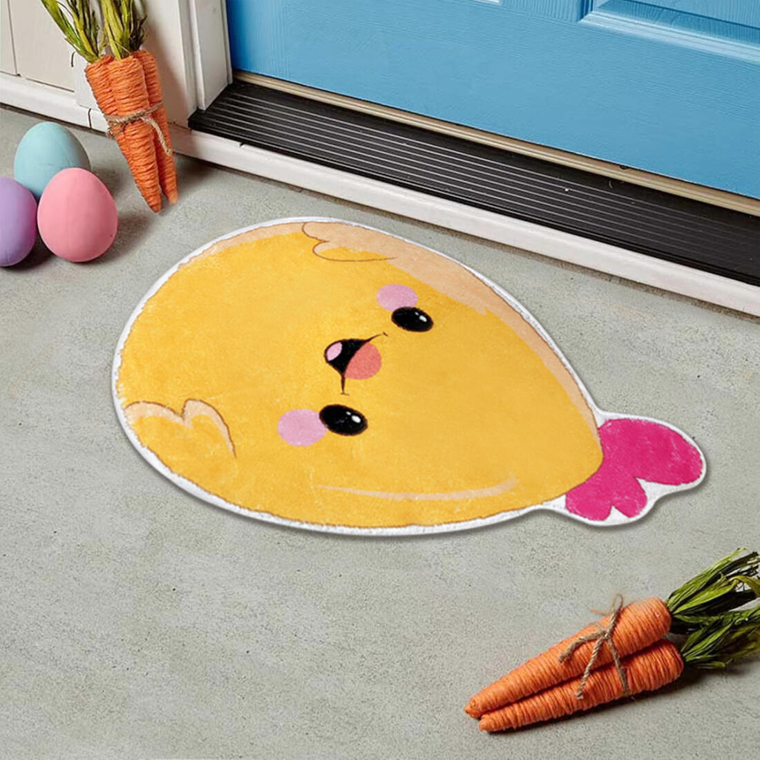 US Local Easter Eggs Shape Chicks Pattern Non Slip Bath Mat