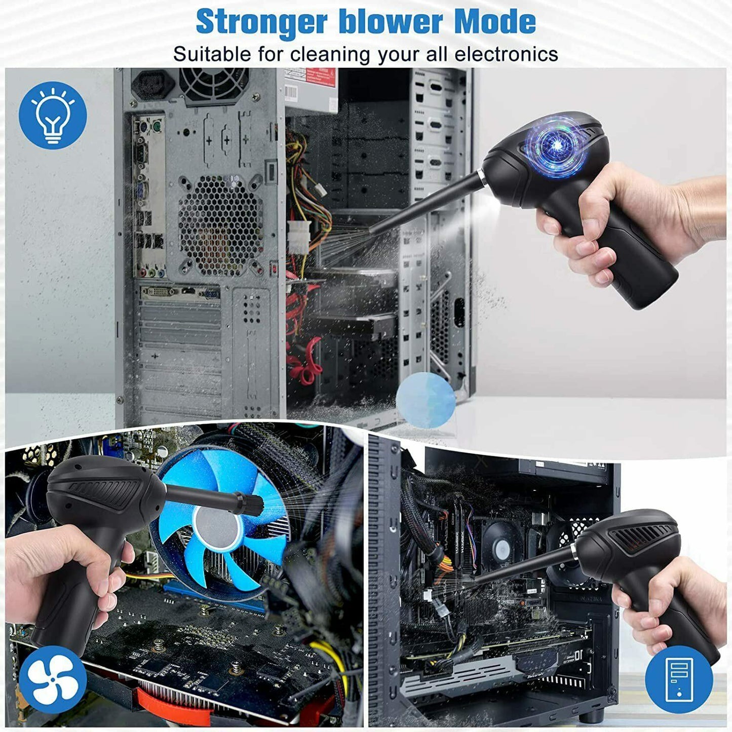 US Local Rechargeable Air Duster Electric Cleaner Cleaning Blower For Car-PC-Keyboard-Pet