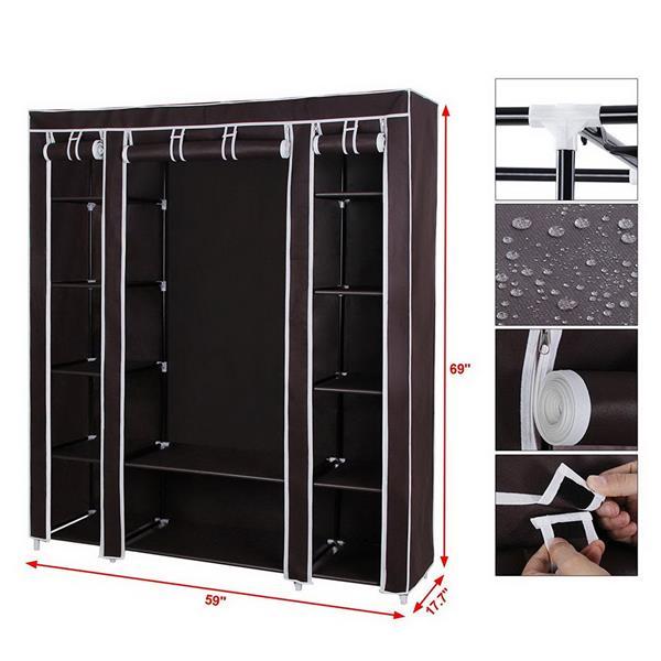 US Local Non Woven Wardrobe With 5 Layers And 12 Compartments