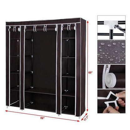 US Local Non Woven Wardrobe With 5 Layers And 12 Compartments