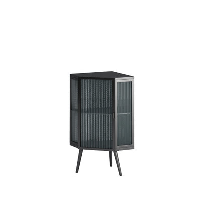 US Local Floor Standing Cone-shaped Cabinet With Tempered Glass Doors And Storage Shelves