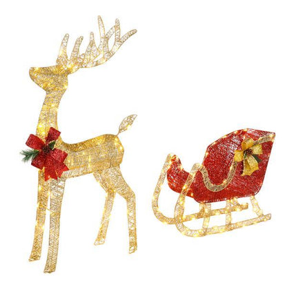 US Local 4ft Gold Single Deer Sled Yard Elk Decoration