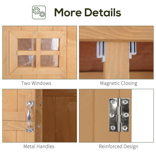 UK Local Outsunny Wooden Garden Shed With Two Windows, Tool Storage Cabinet, Outdoor Double Door Organizer 127.5L X 50W X 164H Cm, Natural