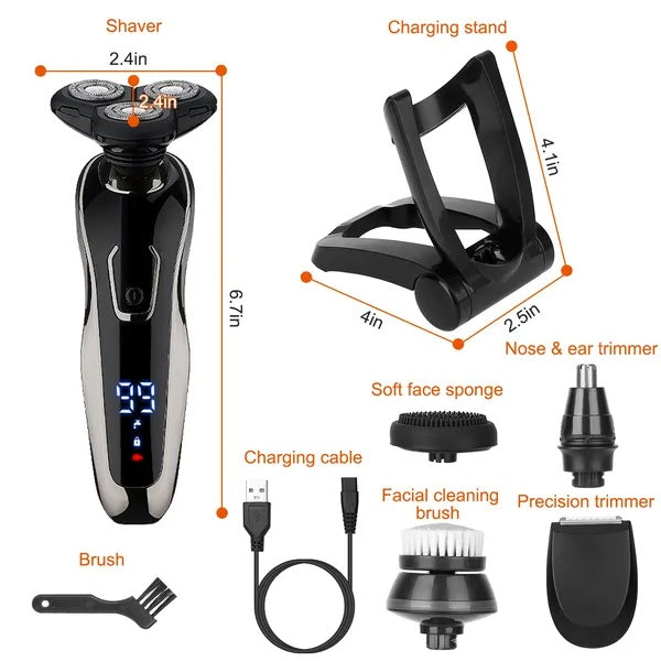 US Local 5 In 1 Electric Razor Shaver Rechargeable Cordless Head Beard Trimmer Shaver Kit IPX6 Waterproof Dry Wet Grooming Kit