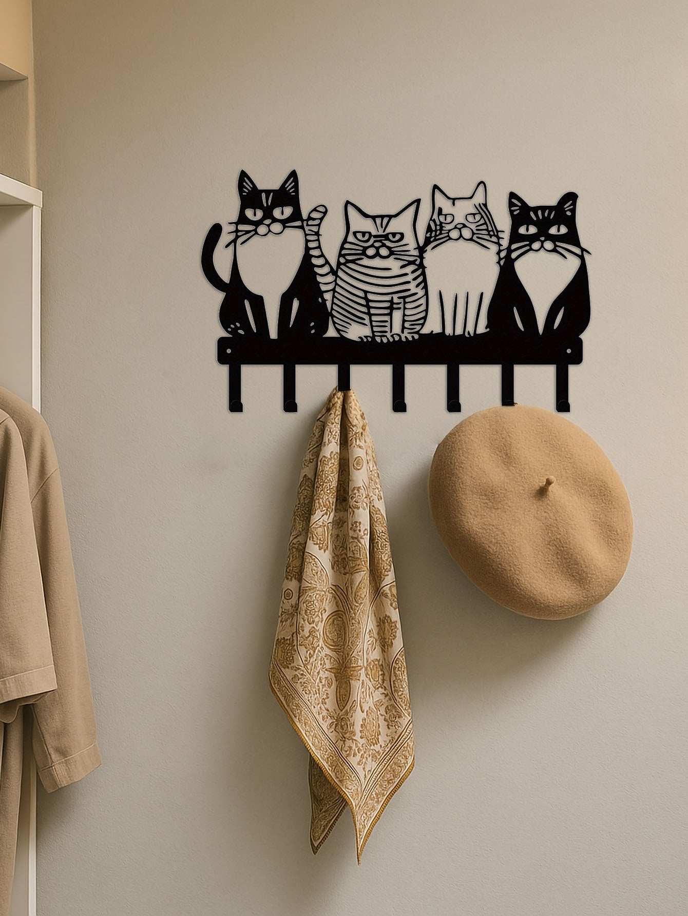 US Local 1PC Cute Cat Wall Hook-Adorable Kitty Decor For Home, Strong Metal Wall Hooks