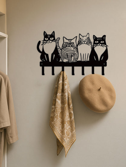 US Local 1PC Cute Cat Wall Hook-Adorable Kitty Decor For Home, Strong Metal Wall Hooks