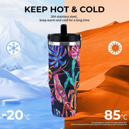 POD US Local Tumbler 30oz Large Capacity Car Cup Monstera, Purple, Pink, Tropical Style