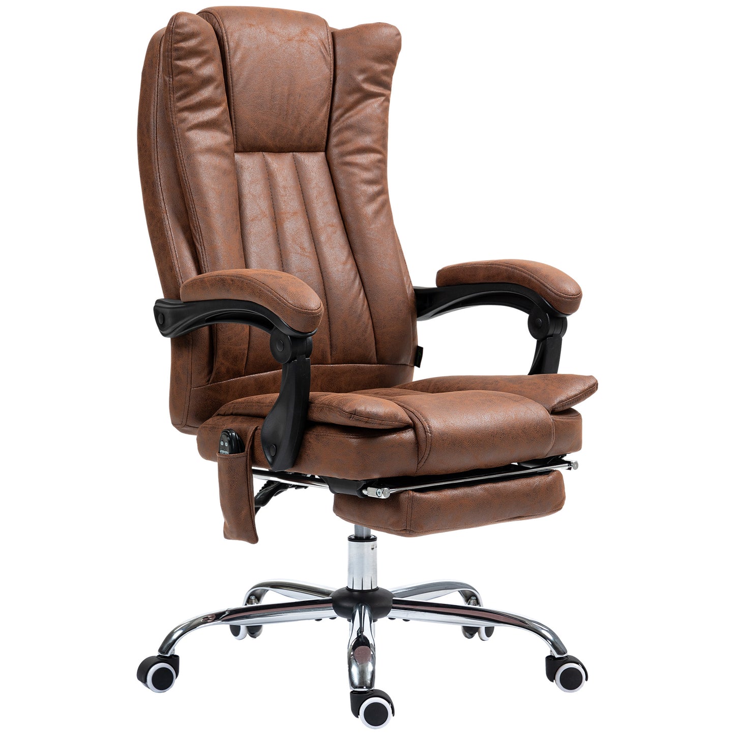 US Local Massage Office Chair With 6 Points And Heat, Reclining Computer Chair With Adjustable Height And Footrest, Brown