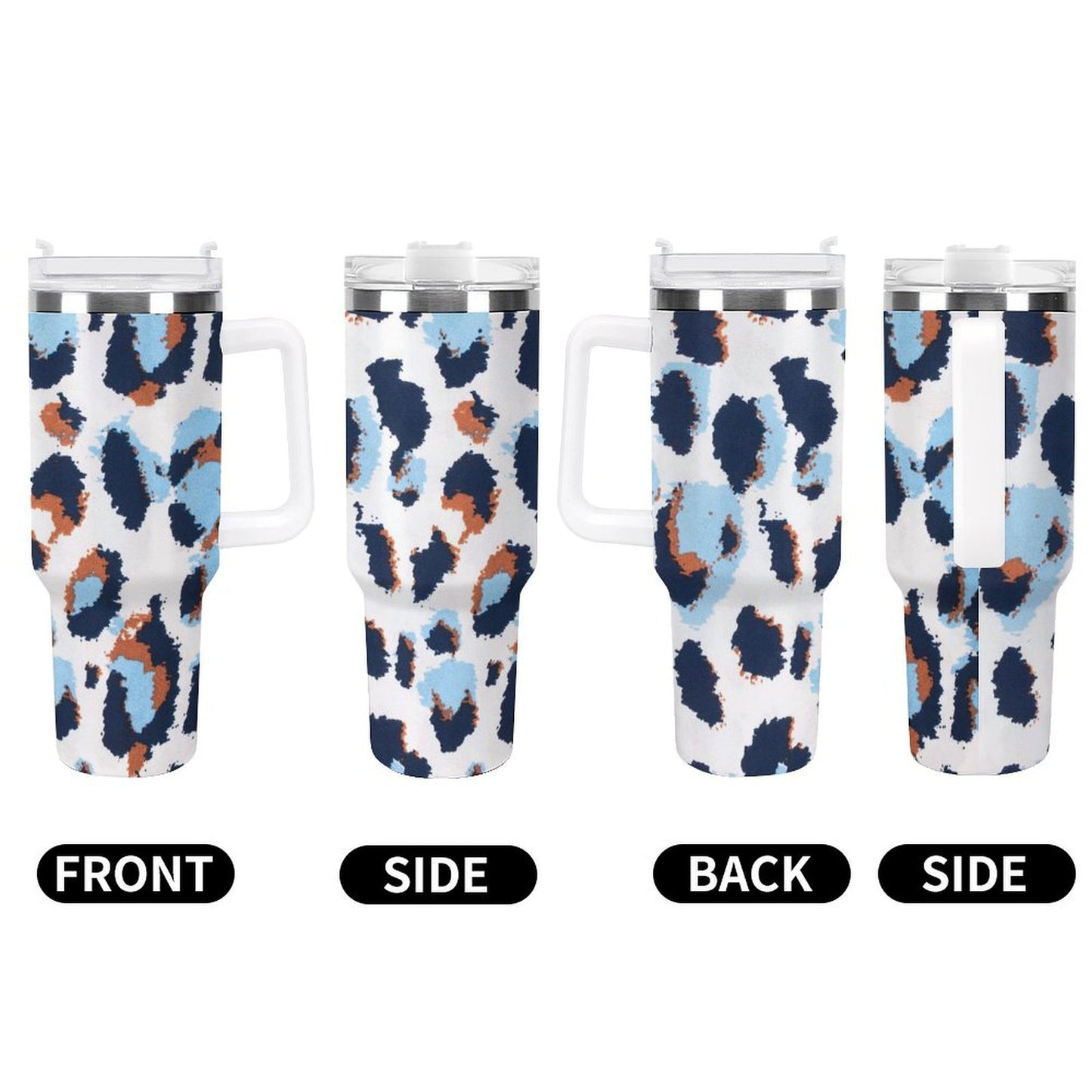 PHDT00229 POD US Local Tumbler 40 oz Large Capacity Car Cup Blue Leopard Print
