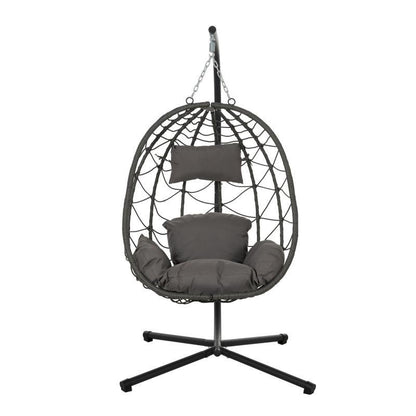 US Local Indoor And Outdoor Swing Chair With Stand, Patio Wicker Hanging Egg Chair, Hanging Basket Chair Suitable For Bedroom, Living Room And Balcony