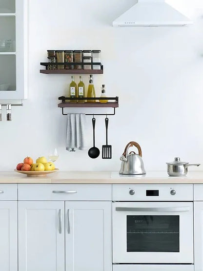 US Local Floating Bathroom Shelf With Towel Rail; Bathroom/living/kitchen/bedroom Wall Shelf Set Of 2; Light Brown; Dark Brown; Black.