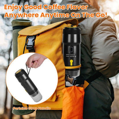 US Local 1Pc Portable Electric Espresso Machine Cordless Coffee Maker Self Heating Car Espresso Maker With Anti Dry Burn Fit For Ground Coffee NS DG Capsules For Car Camping Hiking RV Home Office