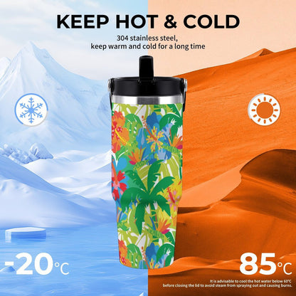 POD US Local Tumbler 30oz Large Capacity Car Cup Tropical, Rainforest Style