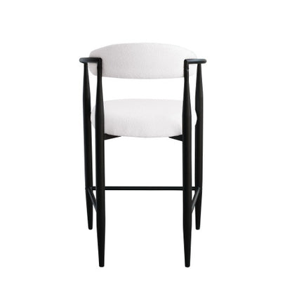 US Local Modern Boucle Bar Stools Set Of 2 Modern Upholstered Bar Height Barstools Vintage High Island Chairs With Metal Frame Back Arms For KitchenHome Pub Dining Room