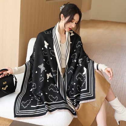 US Local Female Versatile Fashion Thickened Warm Cashmere Scarf