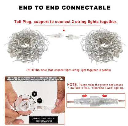 US Local Curtain Icicle Lights Wedding Party LED Fairy Christmas Indoor Outdoor