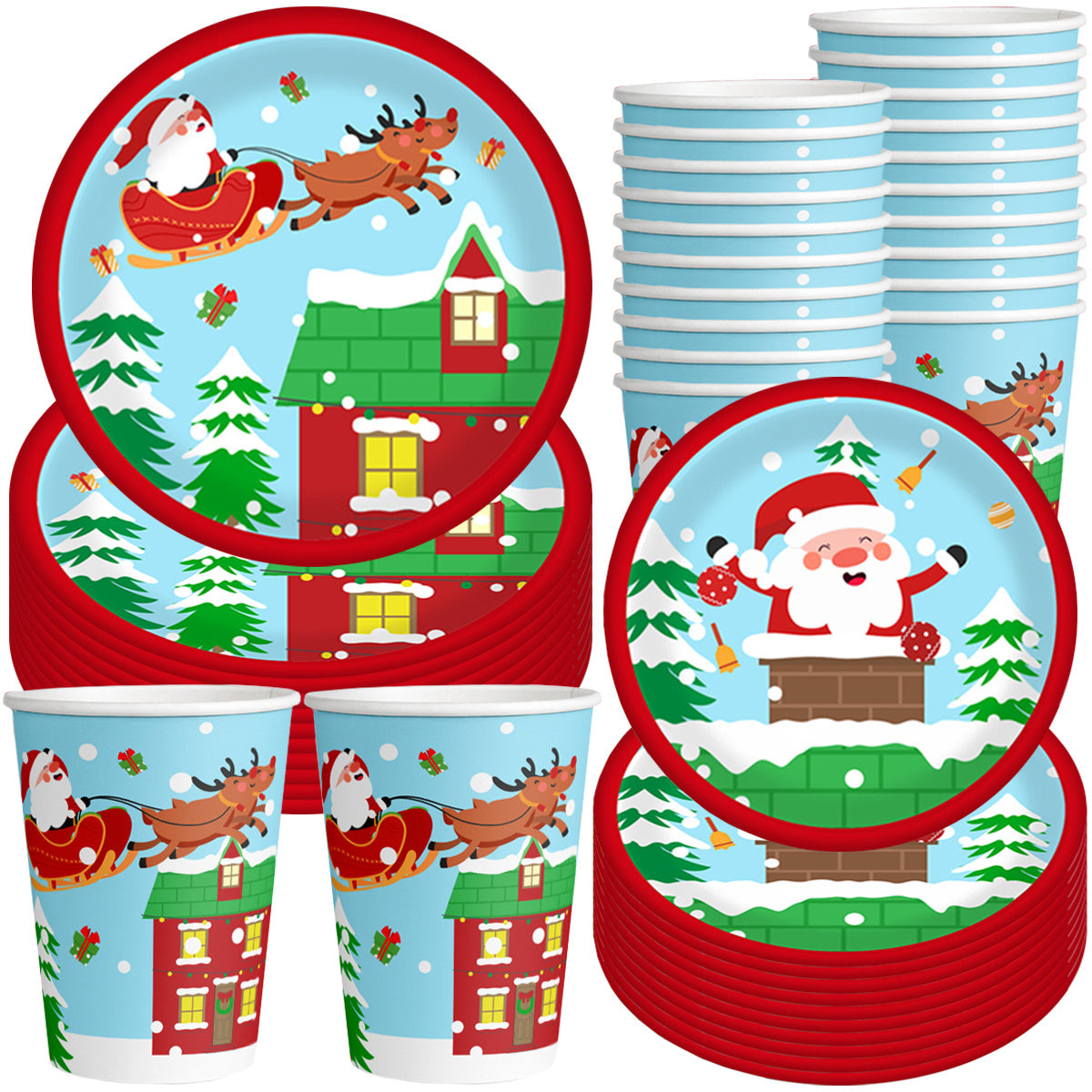 US Local Christmas Paper Cup And Plate Set