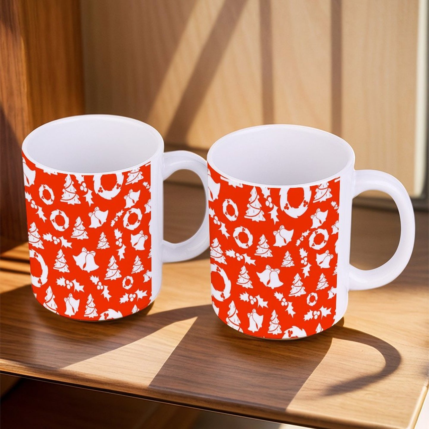 POD US Local White mug with full print, Christmas Red 0041