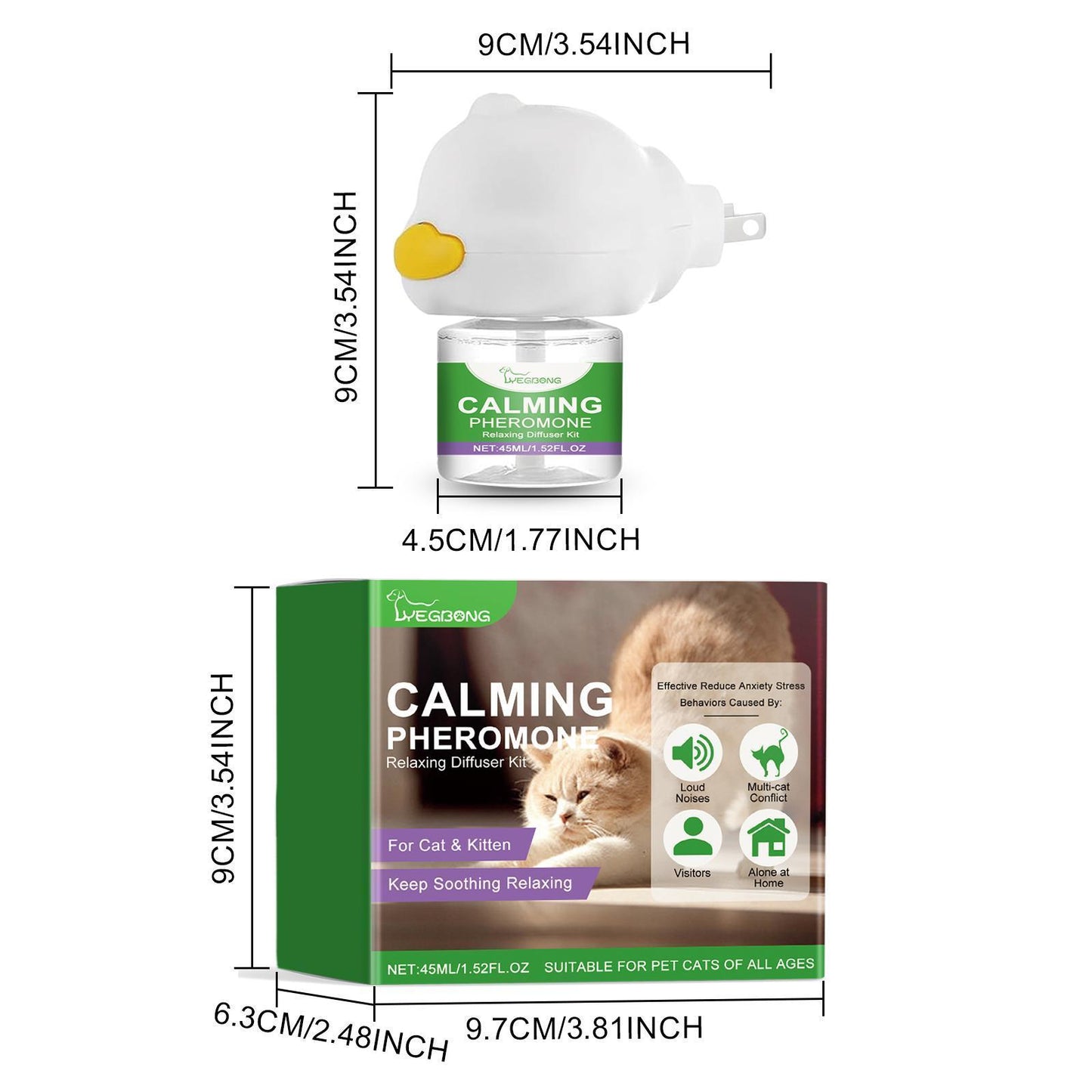 US Local Yegebang Cat Emotional Care Set Pet Cat Soothing Calm Estrus Irritability Mood Noise Reduction Care