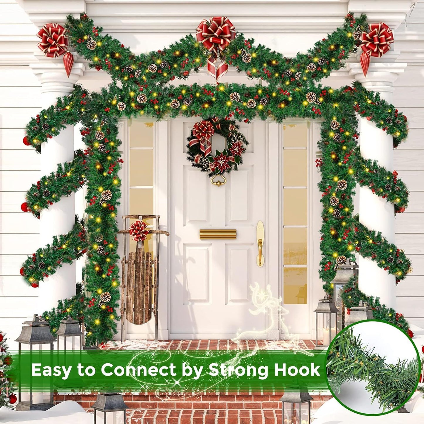 12FT Christmas Garland With Assorted Decor - Build Wreaths Or Lay Flat, Festive Must - Have