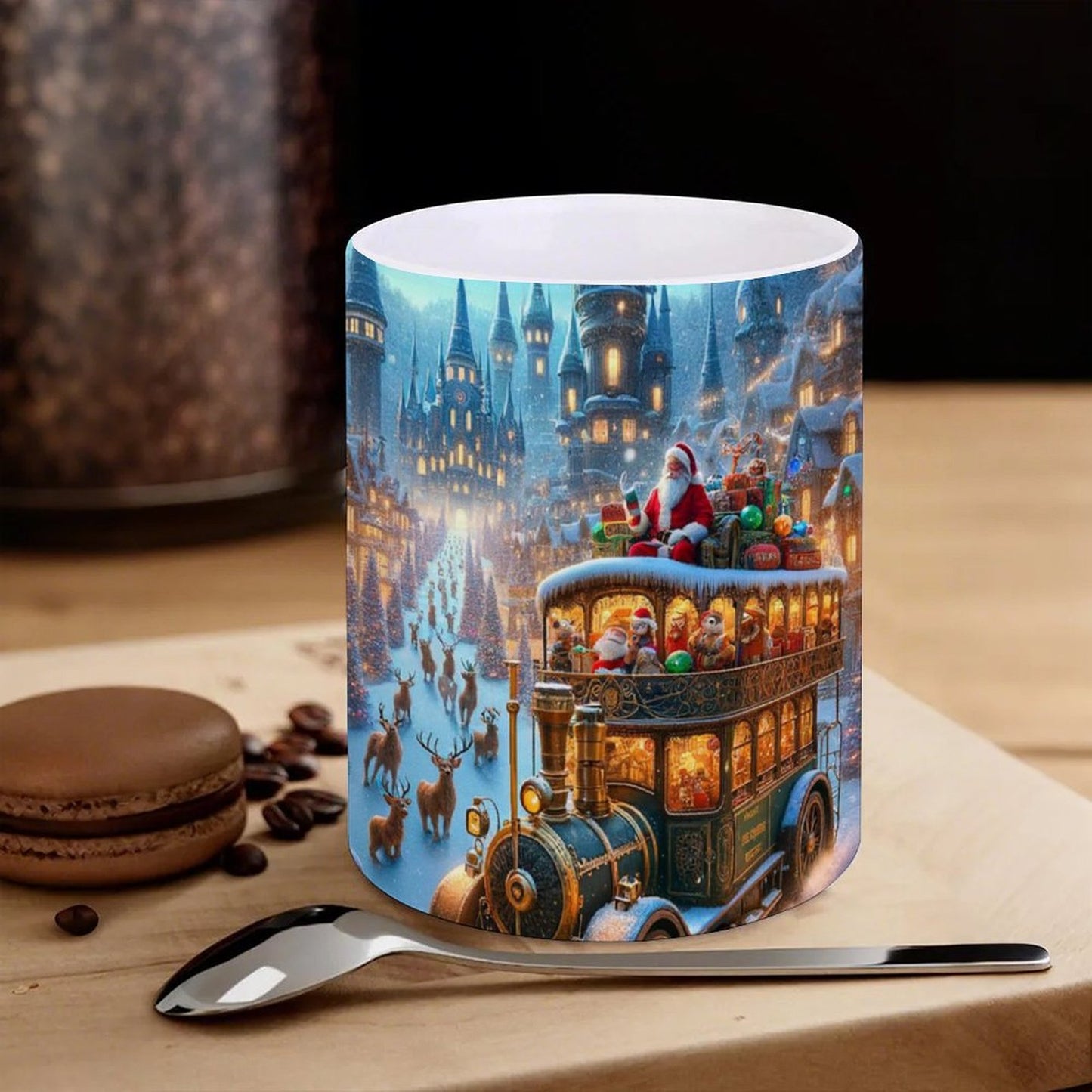 POD US Local White mug with full print, Christmas, Fairytale Town 0079