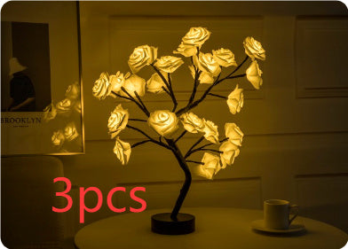 US Local Rose Flower Lamp USB Battery Operated LED Table Lamp Bonsai Tree Night Lights Garland Bedroom Decoration Lights Home Decor