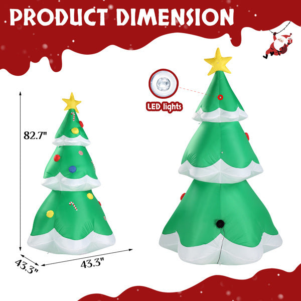US Local 6.9ft Christmas Tree With 4 LED Light Bundles And Pocket Inflatable Decoration