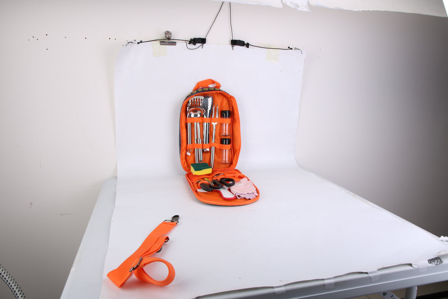 US Local 19 Pcs Camping Cooking Utensil Kit Portable Picnic Cookware Outdoor Kitchen Equipment Gear Campfire Barbecue Appliances With Storage Bag