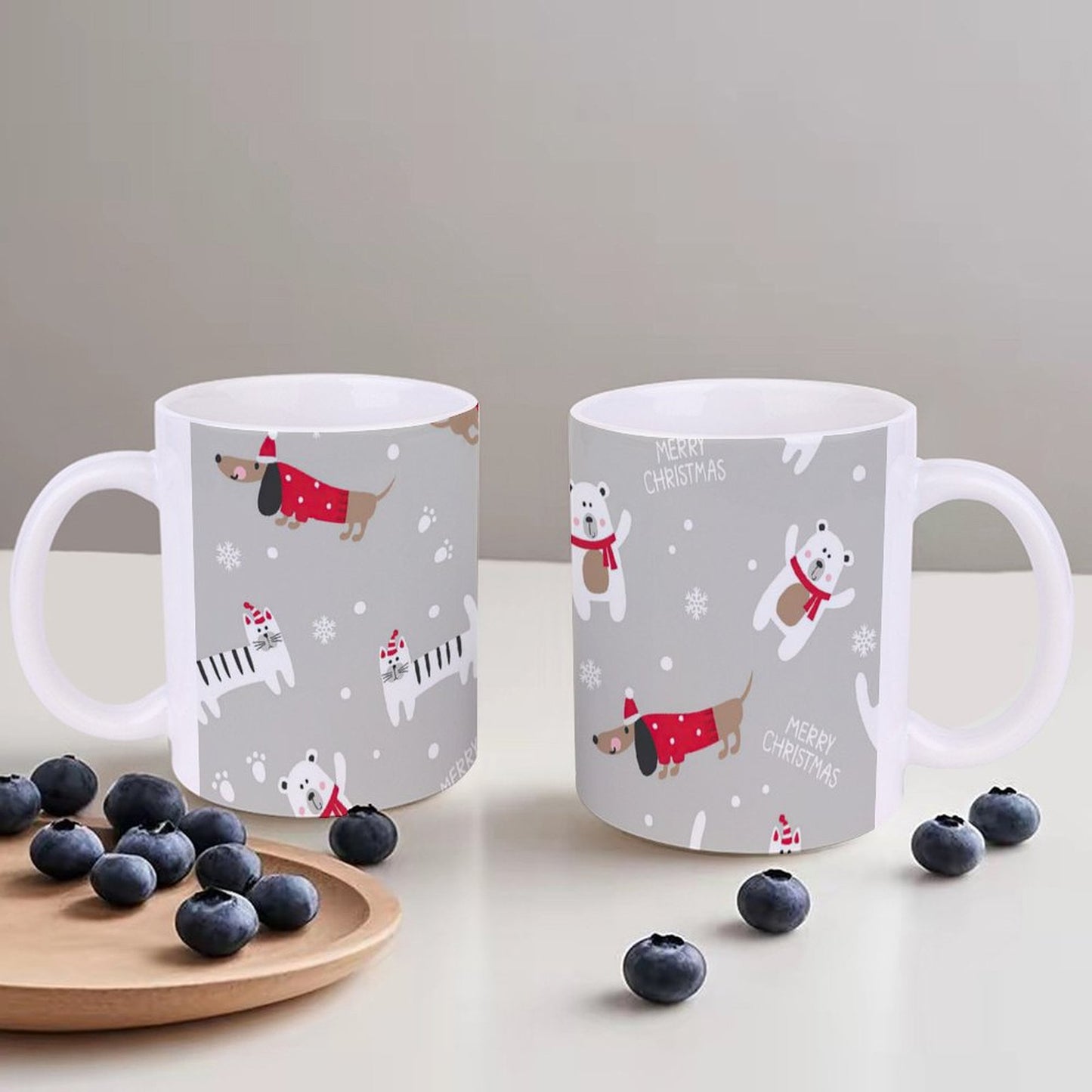 POD US Local White mug with full print, Christmas Pets 0103