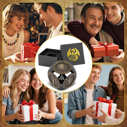 US Local 6-pack DND Dice Wheel Gift Box Set, Retro Wheel Metal Polyhedral Board Game Prop, Desktop Role Playing Decoration Collectibles Game Dice Accessories