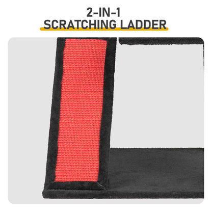 US Local Gothic Cat Tree, Halloween Cat Tower Cat Tree With Spacious Cat Condo, Brach Shaped Scratching Post, Scratching Ladder, Spider Toy For Indoor Cats, Red & Black