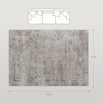 8x10 Machine Washable Area Rug , Non-Slip Traditional Floor Carpet For Living Room, Bedroom, Light Mixed-Brown