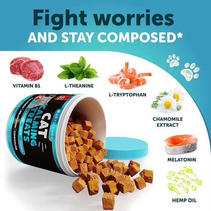 US Local Hemp Cat Calming Treats For Stress & Anxiety Relief Cat Kittens Melatonin