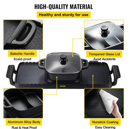 US Local Multifunctional Teppanyaki Grill Pot With Dual Temp Control