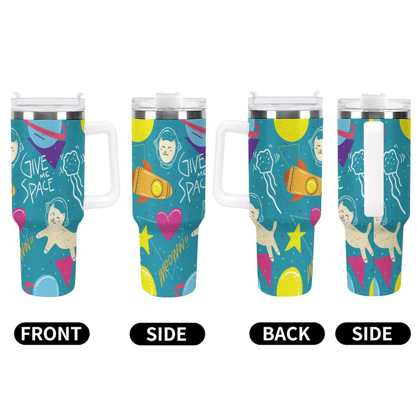 PHDT00349 POD US Local Tumbler 40 oz Large Capacity Car Cup Cosmic Planet Cat