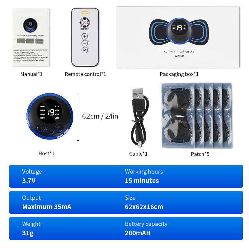 US Local Mini Massage Patch Cervical Massager Shoulder And Neck Massager EMS Portable Pulse Smart Massage Patch 8 Modes 19 Gears