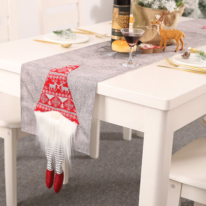 Christmas Table Runner Red Gray Nordic Style Santa Claus Table Runner Pillowcase Christmas Decorations For Home Table