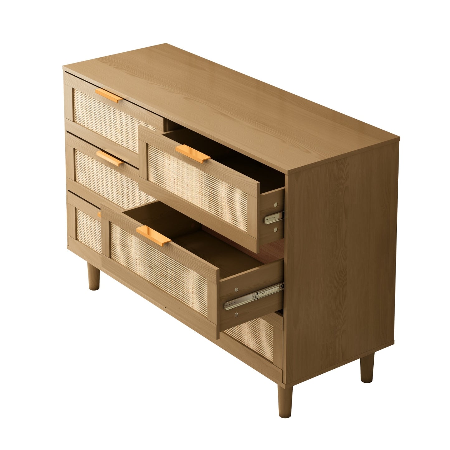 US Local 6 Drawers Rattan Dresser Rattan Drawer, Bedroom,Living Room