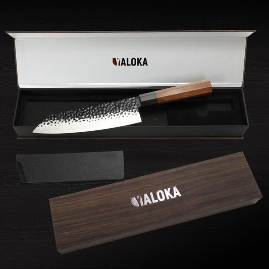 8 Inch Gyuto Knife - Professional Japanese Chef Knife - 3 Layers 9CR18MOV High Carbon Steel - Hand Hammered Blade Kitchen Knife