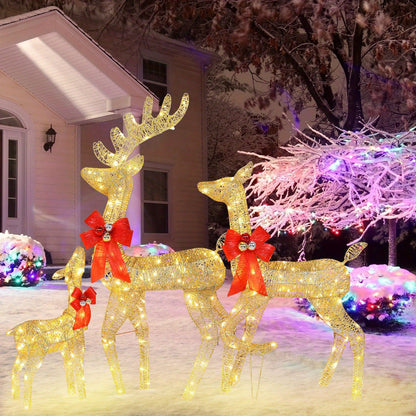 US Local Golden Christmas Reindeer Set - 3-Piece Holiday Decoration