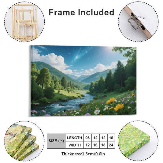 Decorative Interior Frame Painting Mountain-river-starry-summer-2