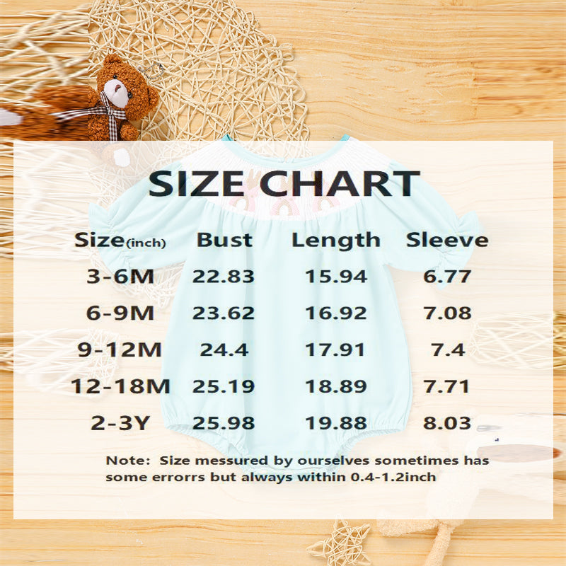 US Local Baby Girl Comforable Bunny Romper Set, Bubble Sleeve Onesie With Bow Rabbit Embroidery