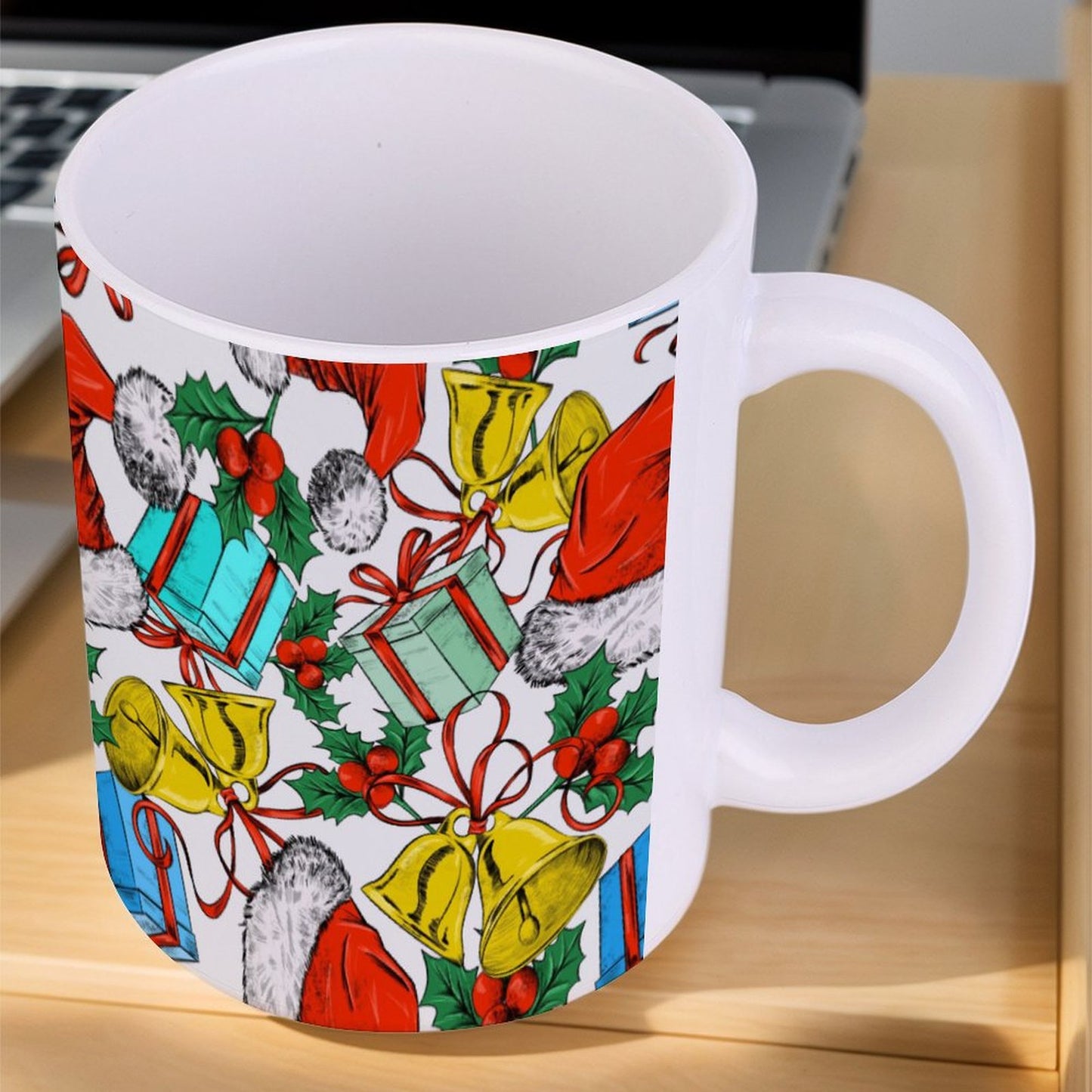 POD US Local White mug with full print, Christmas Hats, Bells, Gifts 0004