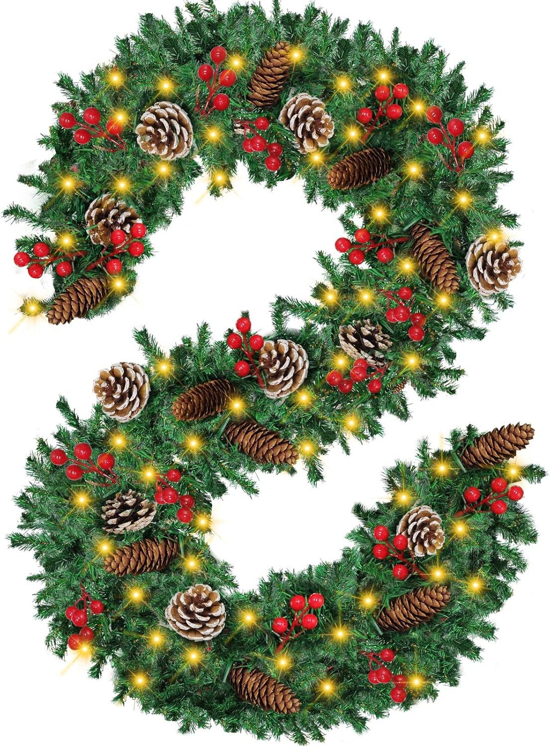 12FT Christmas Garland With Assorted Decor - Build Wreaths Or Lay Flat, Festive Must - Have