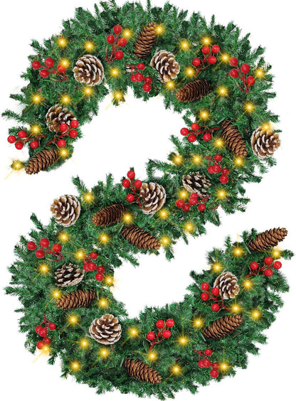 12FT Christmas Garland With Assorted Decor - Build Wreaths Or Lay Flat, Festive Must - Have