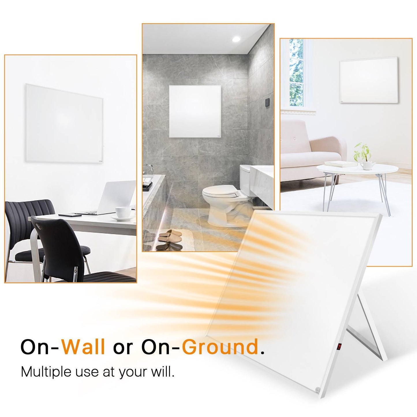 US Local 500W Electric Wall Mounted Space Flat Panel Heater, Portable With Back Stand