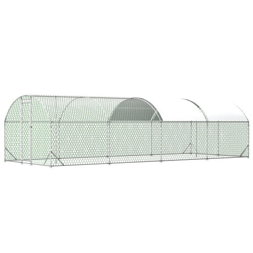 US Local 26x9x6Large Metal Chicken Coop,Walk-in Poultry Cage,Chicken Run With Waterproof Cover,Outdoor Backyard Farm,Chicken Rabbits Duck Run Pen,Easy To Assemble And Clean