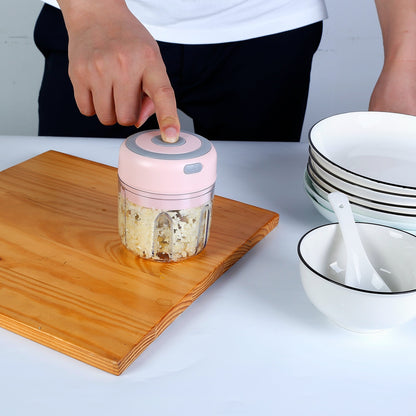 US Local Mini Electric Garlic Chopper 8.45OZ Cordless Garlic Mincer Food Chopper Rechargeable Food Blender Chili Nut Onion Pepper Meat Ginger Food