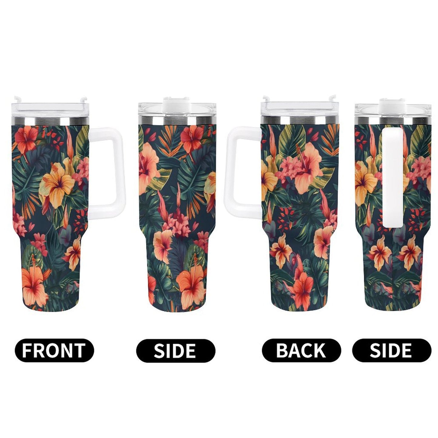 PHDT00387 POD US Local Tumbler 40 oz Large Capacity Car Cup Hibiscus, Tropical