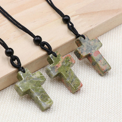 Natural Crystal Agate Thanksgiving Gift Semi-precious Stone Sweater Necklace